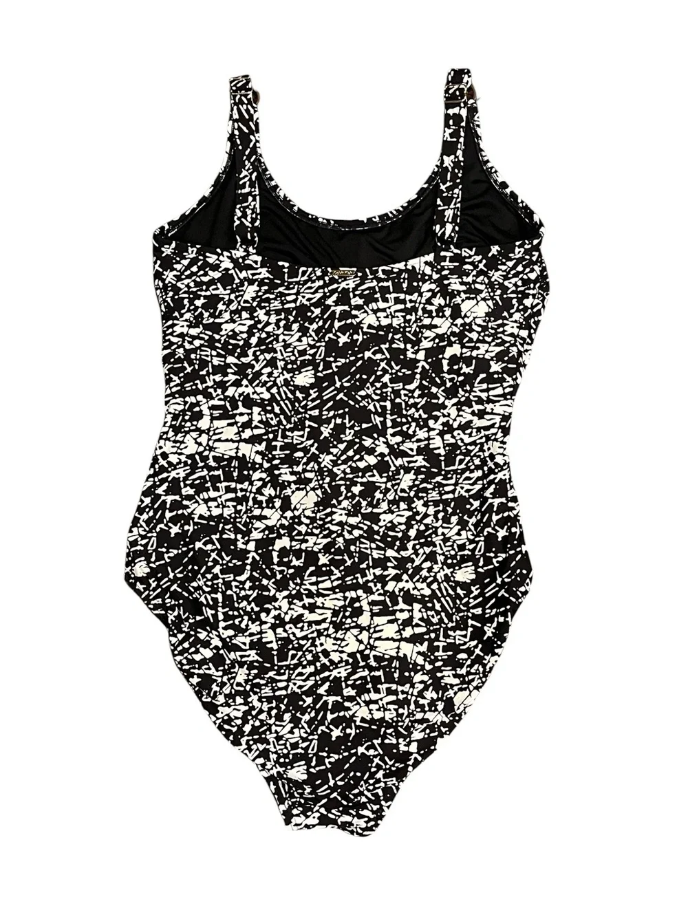 Calvin Klein Black White Bathing Suit One-Piece Swimsuit Abstract Print Size 14